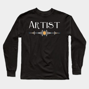 Artist White Decorative Line Long Sleeve T-Shirt